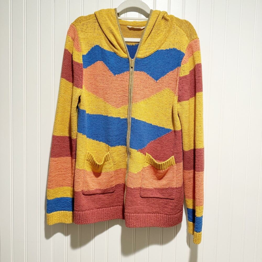Soft Surroundings Southwestern Knit Zip Up Hooded Cardigan Sweater Size Large - Picture 2 of 8